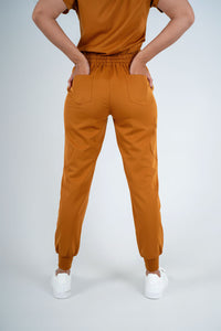 Amara Three-Pocket Scrub Top and Lara Jogger Set - Rust