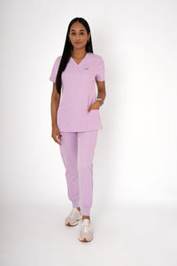 Lavender Haze Ella Three-Pocket Scrub Top and Eva Jogger Set