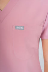 Pastel Pink Amara Three-Pocket Scrub Top and Lara Jogger Set