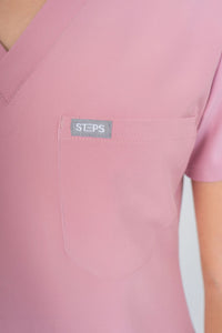Pastel Pink Amara Three-Pocket Scrub Top and Lara Jogger Set