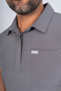 Slate Grey Matteo Three-Pocket Scrub Top and Neo Jogger Set