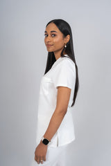 Arctic White Amara Three-Pocket Scrub Top and Lara Jogger Set