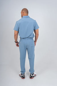 Steel Blue Matteo Three-Pocket Scrub Top and Neo Jogger Set