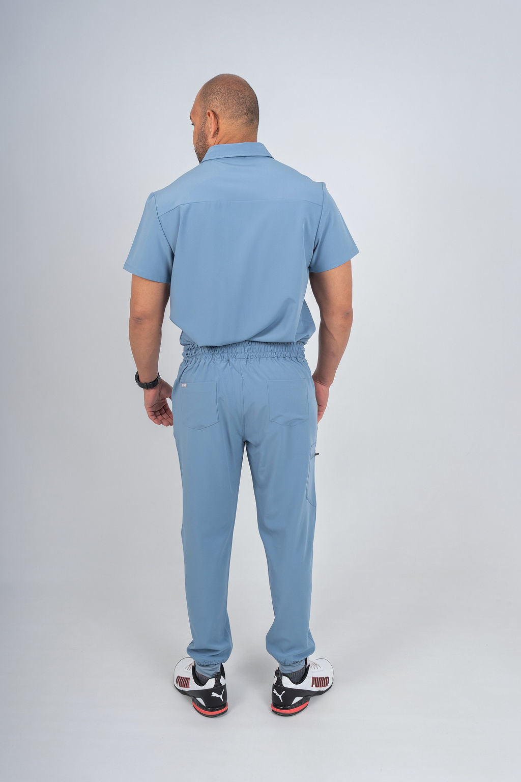 Steel Blue Matteo Three-Pocket Scrub Top and Neo Jogger Set