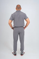 Slate Grey Matteo Three-Pocket Scrub Top and Neo Jogger Set