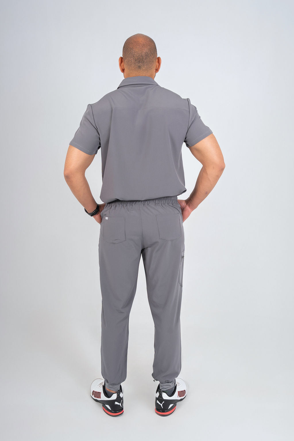 Slate Grey Matteo Three-Pocket Scrub Top and Neo Jogger Set