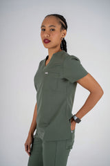 Essential Jane One-Pocket Scrub Top - Eucalyptus