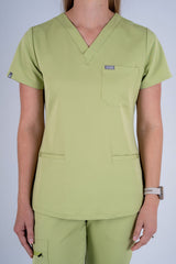 Amara Three-Pocket Scrub Top and Lara Jogger Set - Matcha