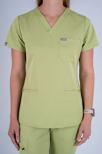 Amara Three-Pocket Scrub Top and Lara Jogger Set - Matcha