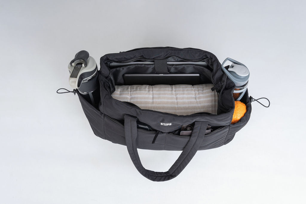 Quilted Tote Bag - Black