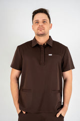 Matteo Three-Pocket Scrub Top and Neo Jogger Set - Espresso