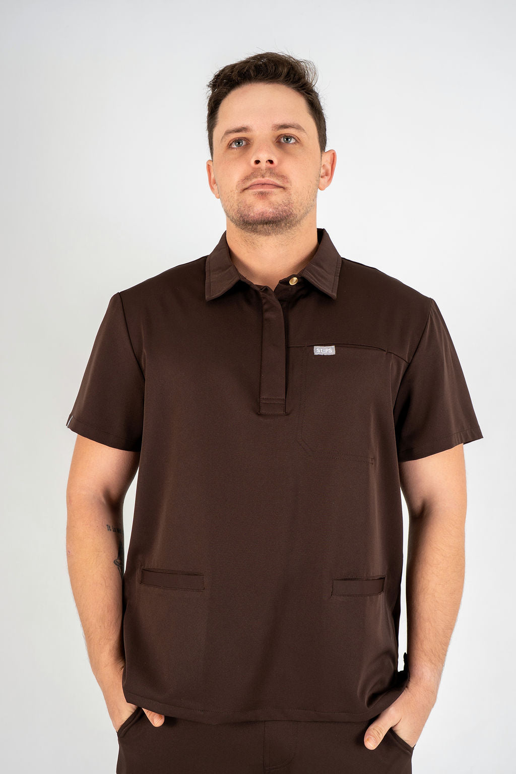 Matteo Three-Pocket Scrub Top and Neo Jogger Set - Espresso