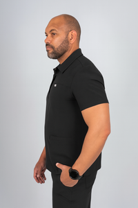 Black Matteo Three-Pocket Scrub Top and Neo Jogger Set