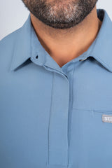 Steel Blue Matteo Three-Pocket Scrub Top and Neo Jogger Set