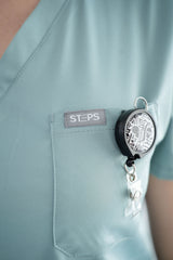 Ocean Mist Ella Three-Pocket Scrub Top and Eva Jogger Set