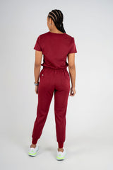 Amara Three-Pocket Scrub Top and Lara Jogger Set - Maroon