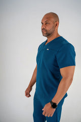 Essential Jack One-Pocket Scrub Top - Carribean Blue