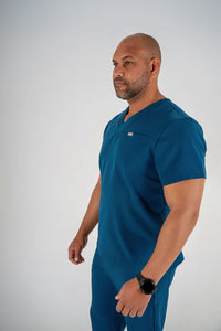 Essential Jack One-Pocket Scrub Top - Carribean Blue