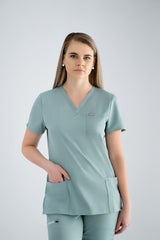 Ocean Mist Ella Three-Pocket Scrub Top and Eva Jogger Set