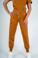 Amara Three-Pocket Scrub Top and Lara Jogger Set - Rust