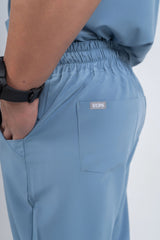 Steel Blue Matteo Three-Pocket Scrub Top and Neo Jogger Set