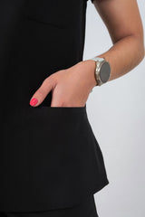 Black Amara Three-Pocket Scrub Top and Lara Jogger Set
