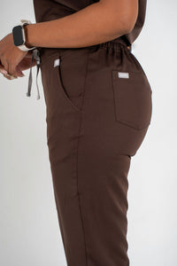 Amara Three-Pocket Scrub Top and Lara Jogger Set - Espresso