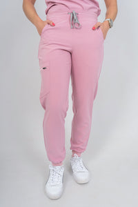 Pastel Pink Amara Three-Pocket Scrub Top and Lara Jogger Set