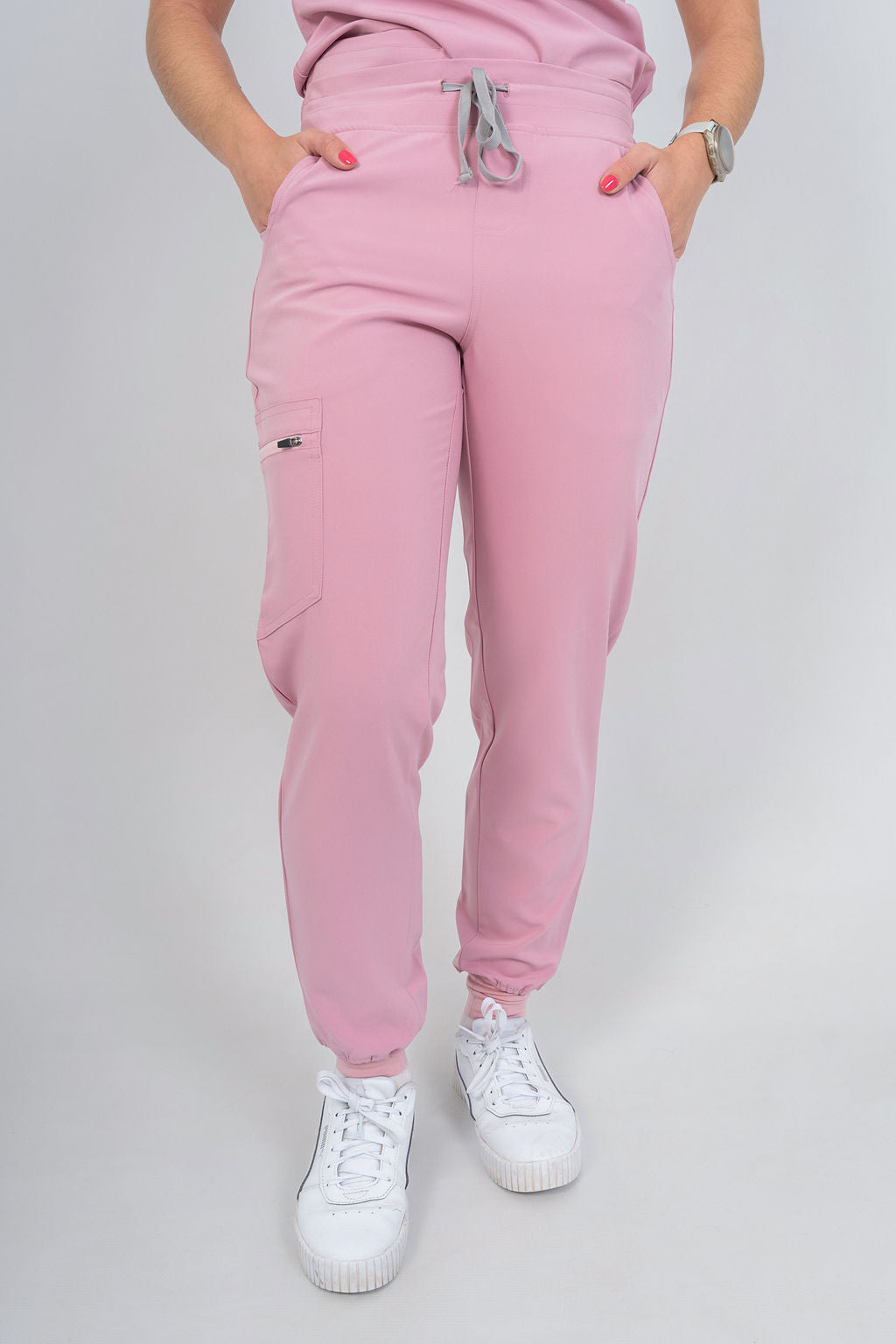 Pastel Pink Amara Three-Pocket Scrub Top and Lara Jogger Set
