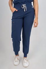 Navy Amara Three-Pocket Scrub Top and Lara Jogger Set