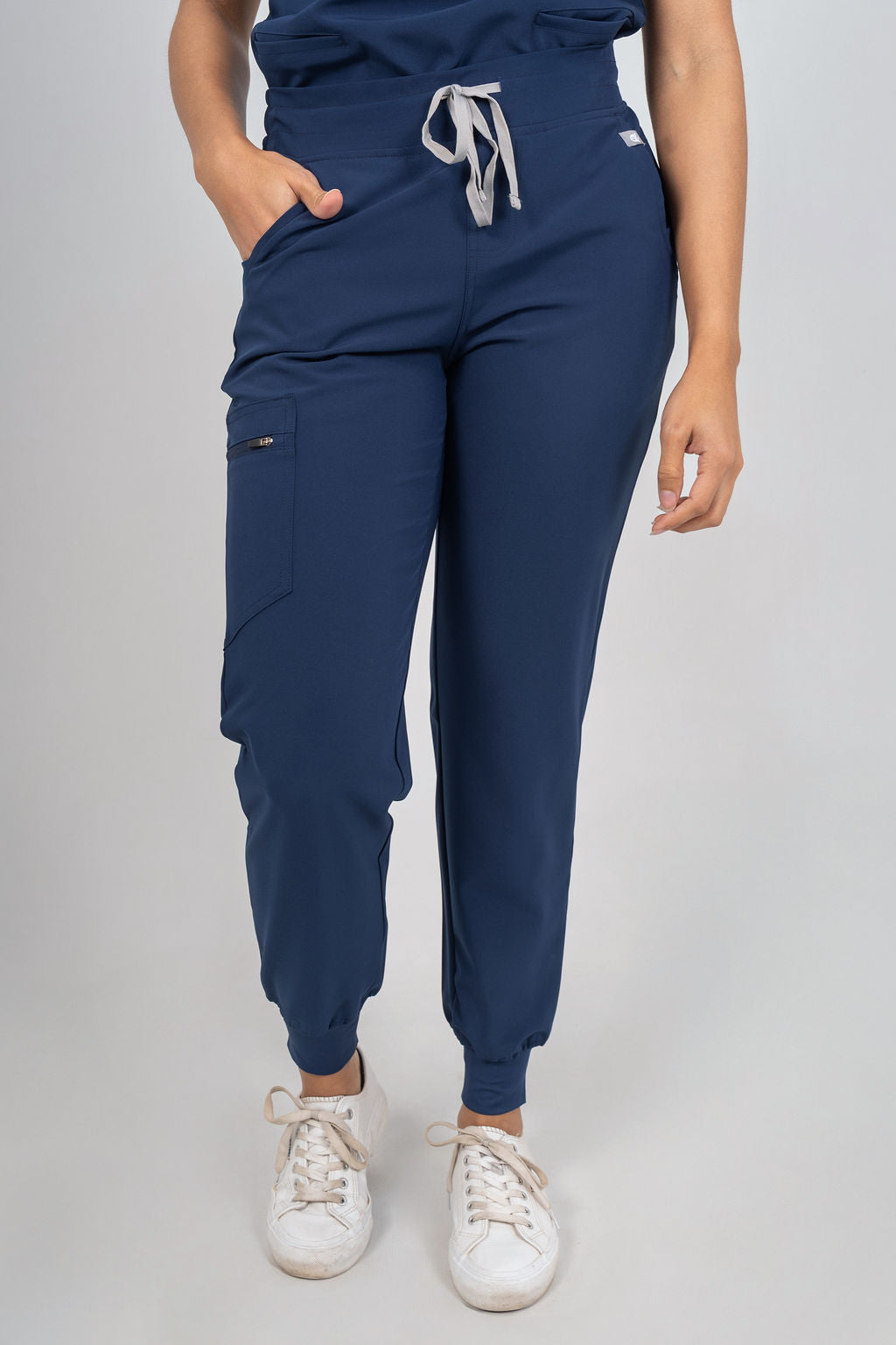 Navy Amara Three-Pocket Scrub Top and Lara Jogger Set