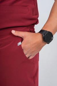 Maroon Matteo Three-Pocket Scrub Top and Neo Jogger Set