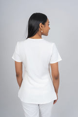 Arctic White Amara Three-Pocket Scrub Top and Lara Jogger Set