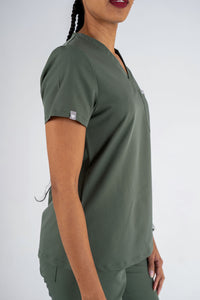 Essential Jane One-Pocket Scrub Top - Eucalyptus