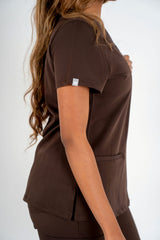 Amara Three-Pocket Scrub Top and Lara Jogger Set - Espresso
