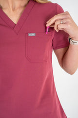 Essential Jane One-Pocket Scrub Top - Grape