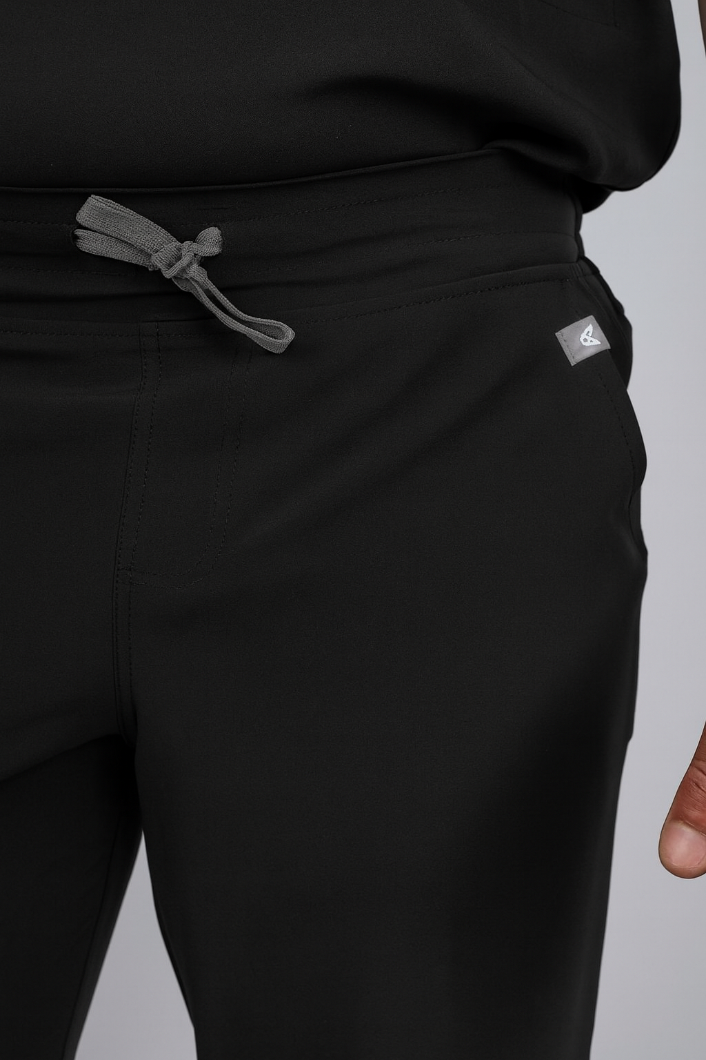 Black Matteo Three-Pocket Scrub Top and Neo Jogger Set