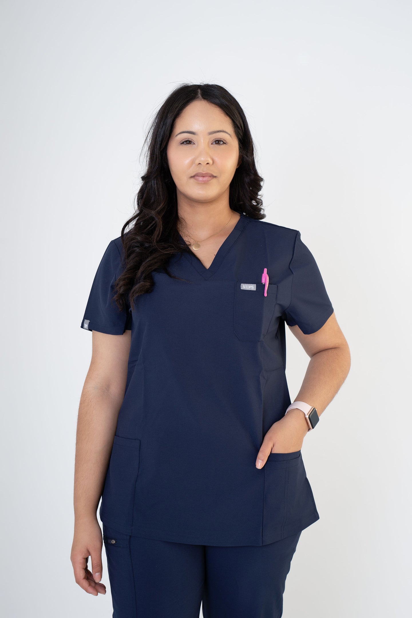 Midnight Navy Ella Three-Pocket Scrub Top and Eva Jogger Set