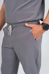 Slate Grey Matteo Three-Pocket Scrub Top and Neo Jogger Set