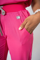 Fuschia EARTHx Ella Three-Pocket Scrub Top and Eva Jogger Set