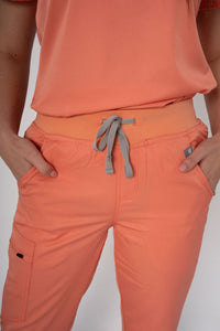 Coral Ella Three-Pocket Scrub Top and Eva Jogger Set