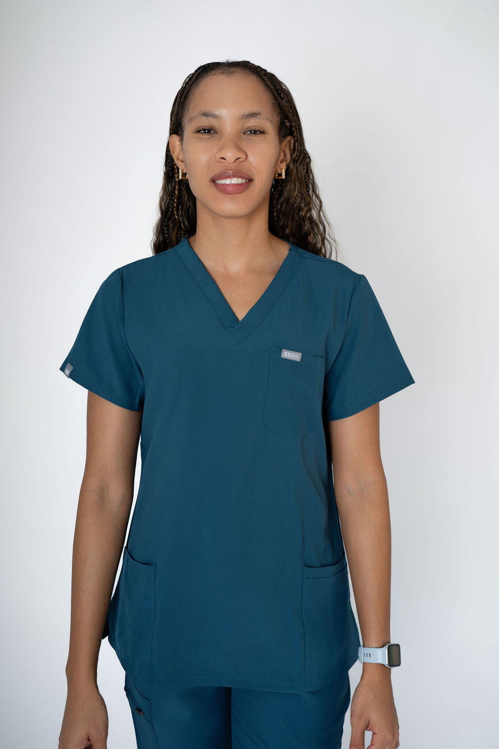 Lagoon Ella Three-Pocket Scrub Top and Eva Jogger Set