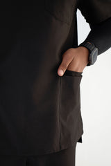 Coal Black Alex Three-Pocket Scrub Top and Leo Jogger Set