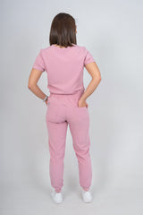 Pastel Pink Amara Three-Pocket Scrub Top and Lara Jogger Set
