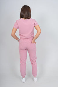 Pastel Pink Amara Three-Pocket Scrub Top and Lara Jogger Set