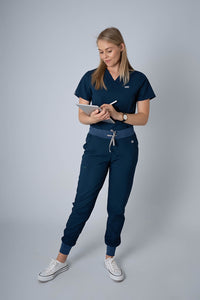 Deep Reef Ella Three-Pocket Scrub Top and Eva Jogger Set