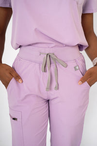 Lavender Haze Ella Three-Pocket Scrub Top and Eva Jogger Set