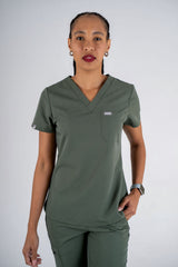 Essential Jane One-Pocket Scrub Top - Eucalyptus