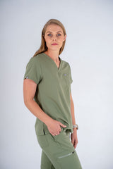 Essential Jane One-Pocket Scrub Top - Jade