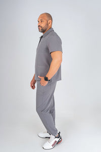 Slate Grey Matteo Three-Pocket Scrub Top and Neo Jogger Set